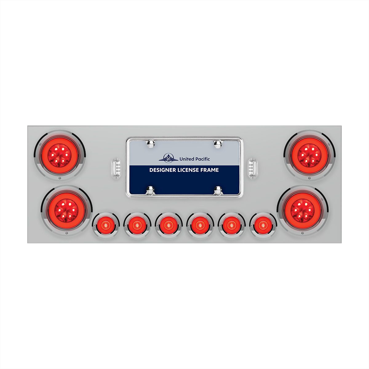 SS Rear Center Panel With 4X 21 LED 4" GloLight & 6X 6 LED 2" GloLight & Bezels -Red LED & Lens