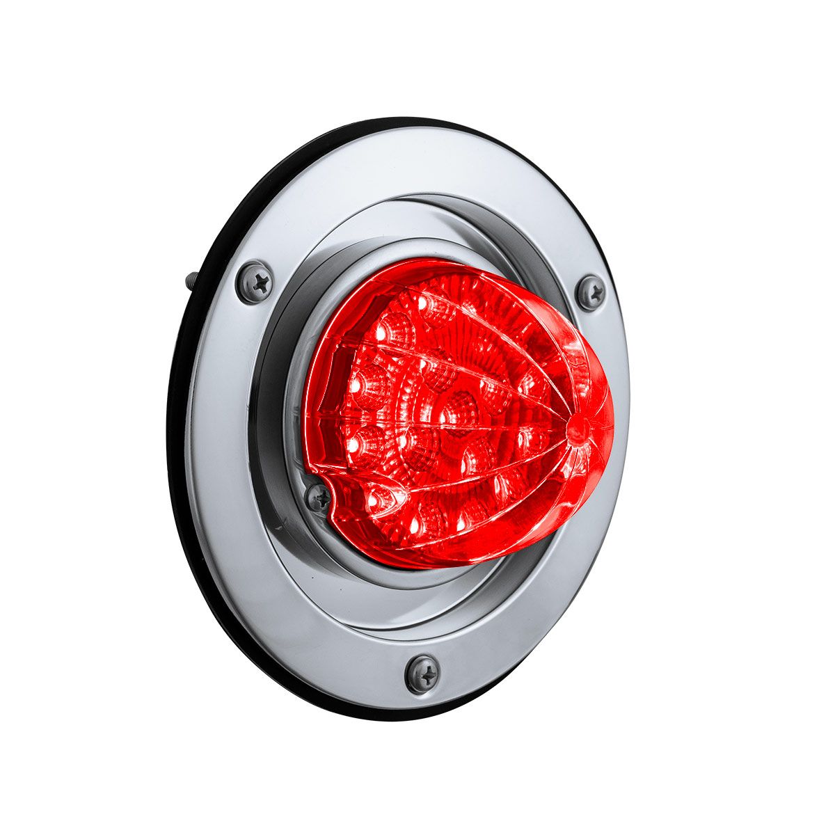 17 LED Dual Function Watermelon Reflector Light Sleeper Bunk Kit With 304 SS Bezel-Red LED/Red Lens