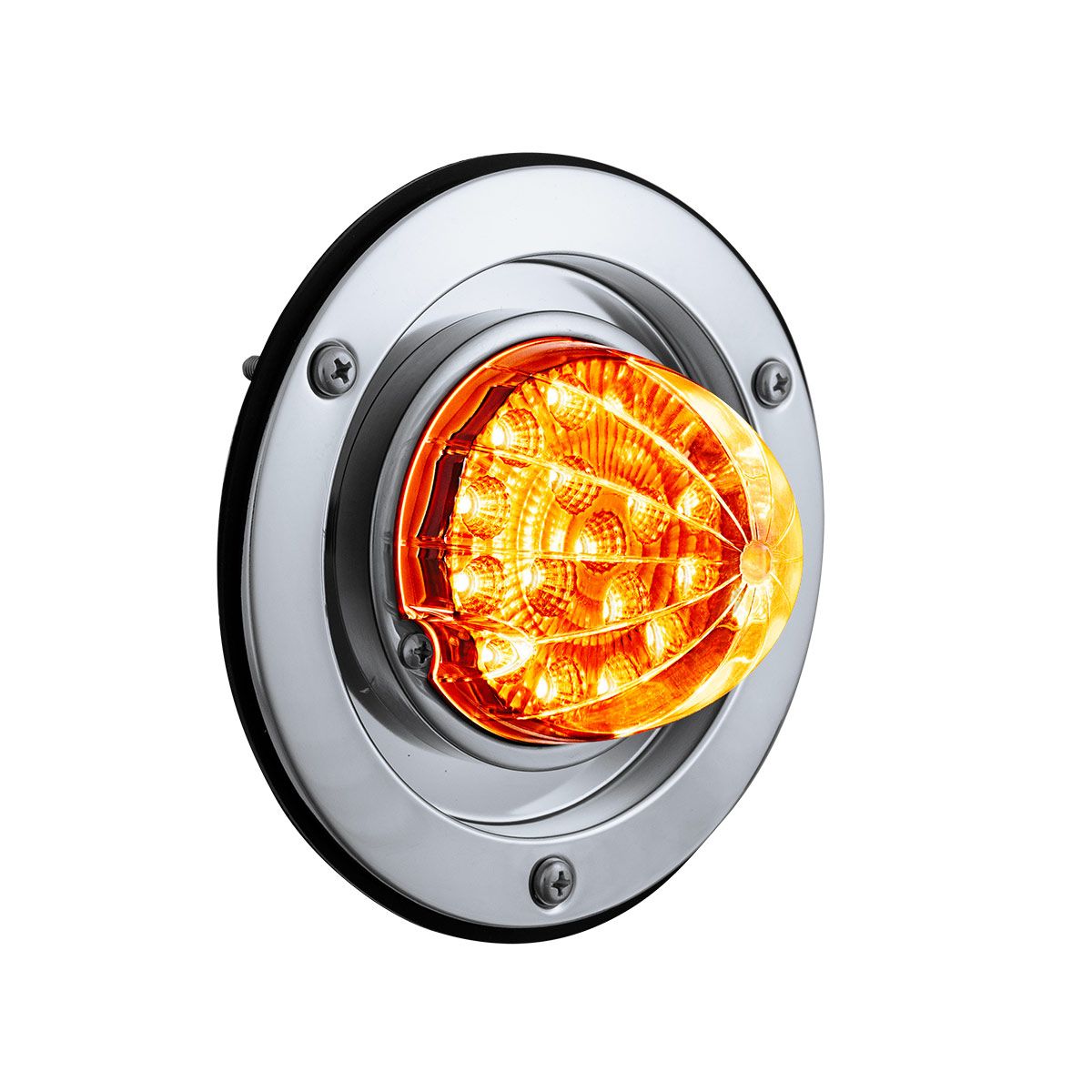 17 LED Dual Function Watermelon Reflector Light Sleeper Bunk Kit With 304 SS Bezel-Amber LED/Clear L
