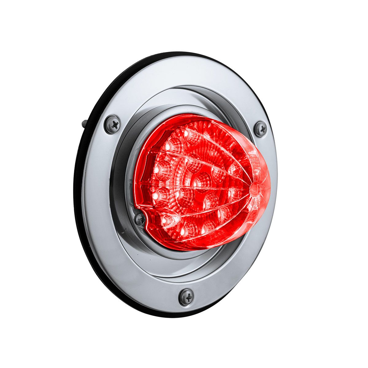 17 LED Dual Function Watermelon Reflector Light Sleeper Bunk Kit With 304 SS Bezel-Red LED/Clear Len
