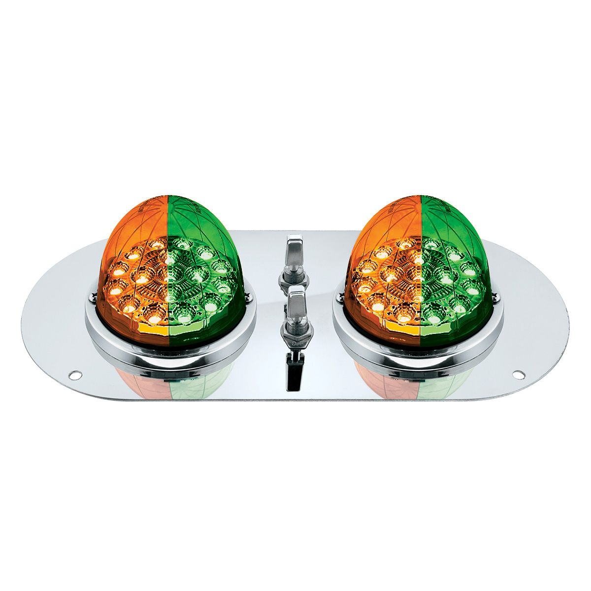 304 SS Above Door Dome Light Kit With 2 X 17 LED Double Fury Watermelon For KW & PB Trucks-Amber & G