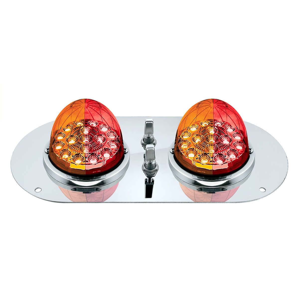 304 SS Above Door Dome Light Kit With 2 X 17 LED Double Fury Watermelon For KW & PB Trucks-Amber & R