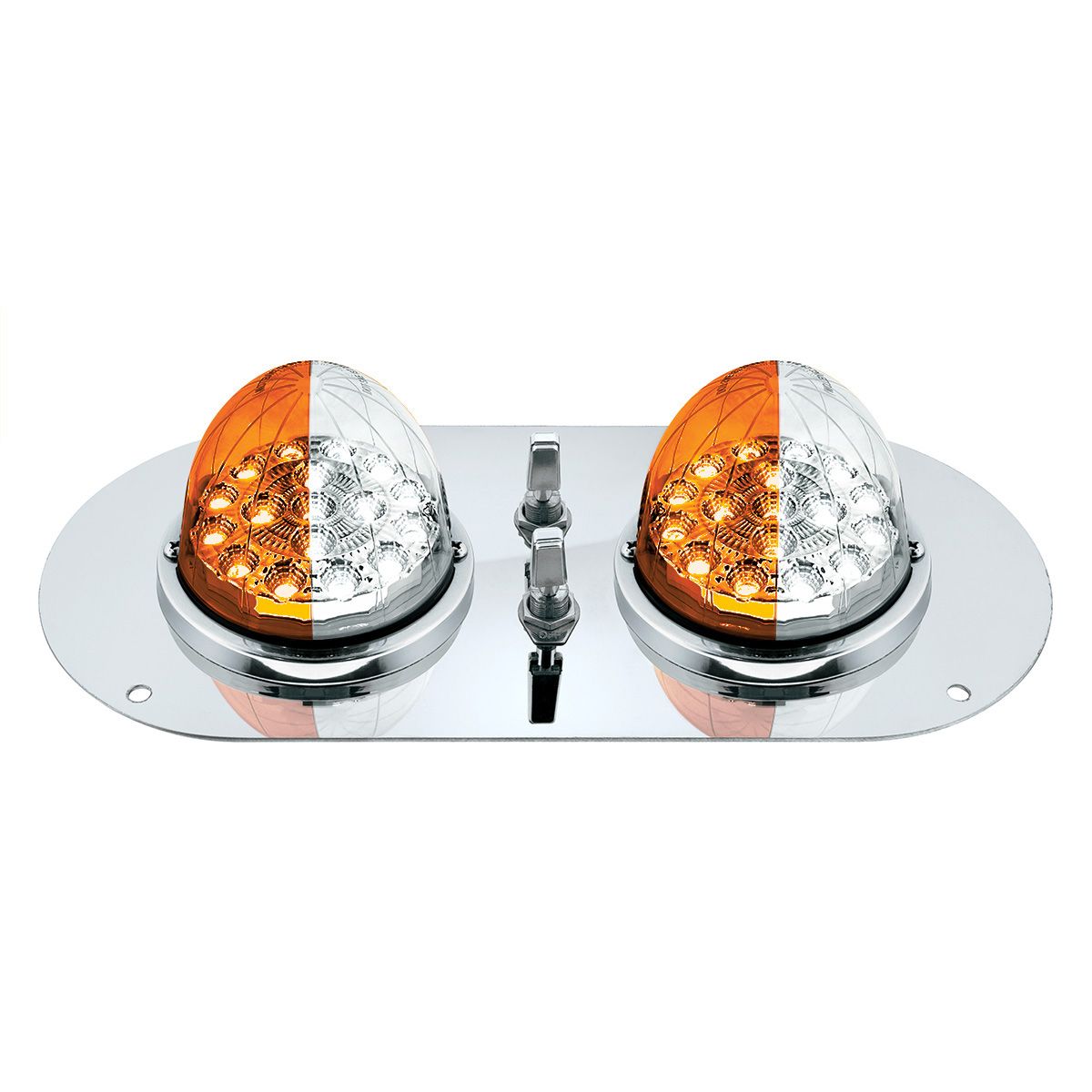 304 SS Above Door Dome Light Kit With 2 X 17 LED Double Fury Watermelon For KW & PB Trucks-Amber & W