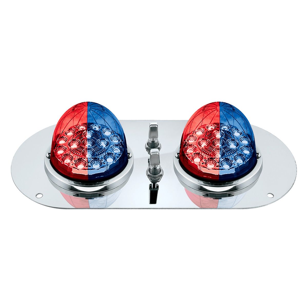 304 SS Above Door Dome Light Kit With 2 X 17 LED Double Fury Watermelon For KW & PB Trucks-Red & Blu