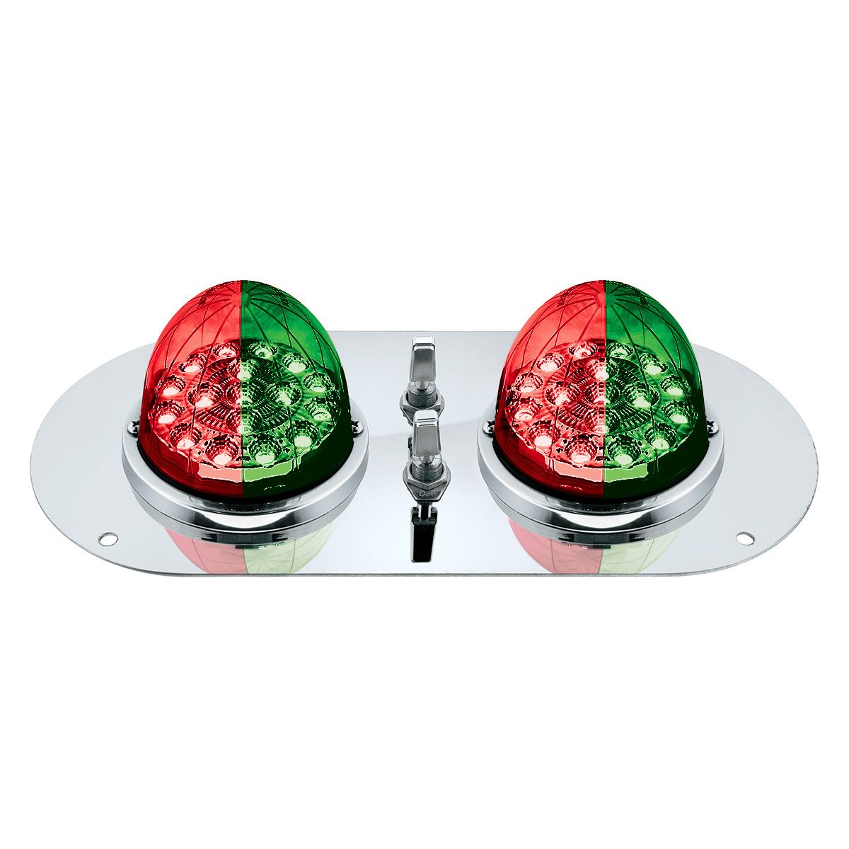 304 SS Above Door Dome Light Kit With 2 X 17 LED Double Fury Watermelon For KW & PB Trucks-Red & Gre