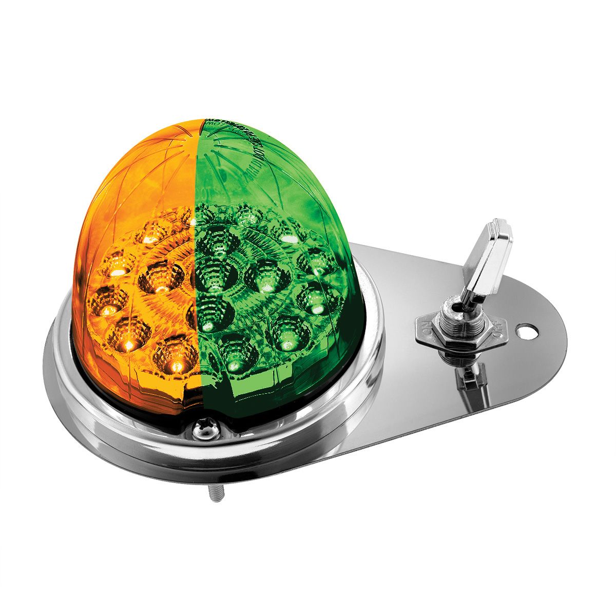 304 SS Above Door Dome Light Kit W/ 17 LED Double Fury Watermelon For 1994-2025 KW W900-Amber & Gree
