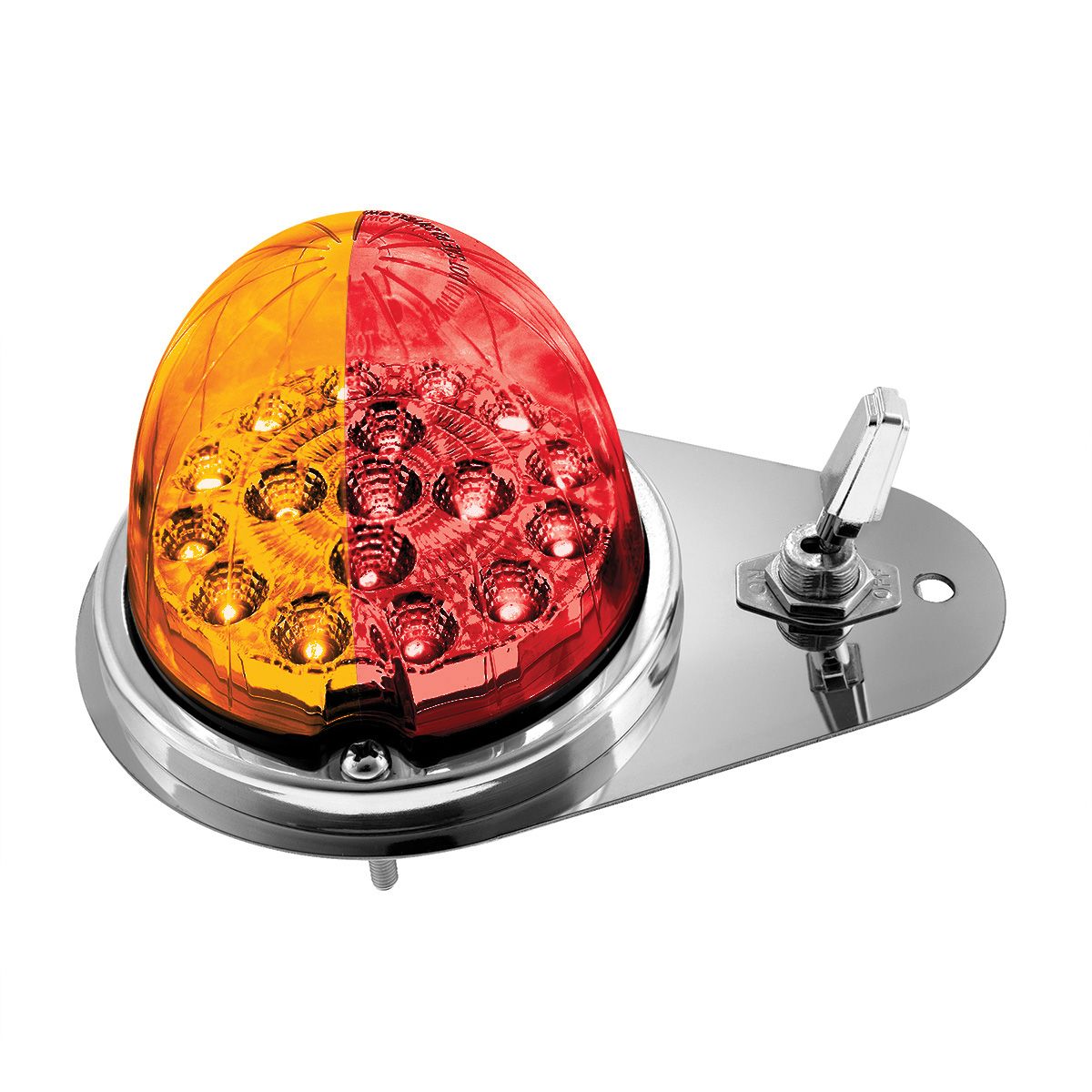 304 SS Above Door Dome Light Kit W/ 17 LED Double Fury Watermelon For 1994-2025 KW W900-Amber & Red