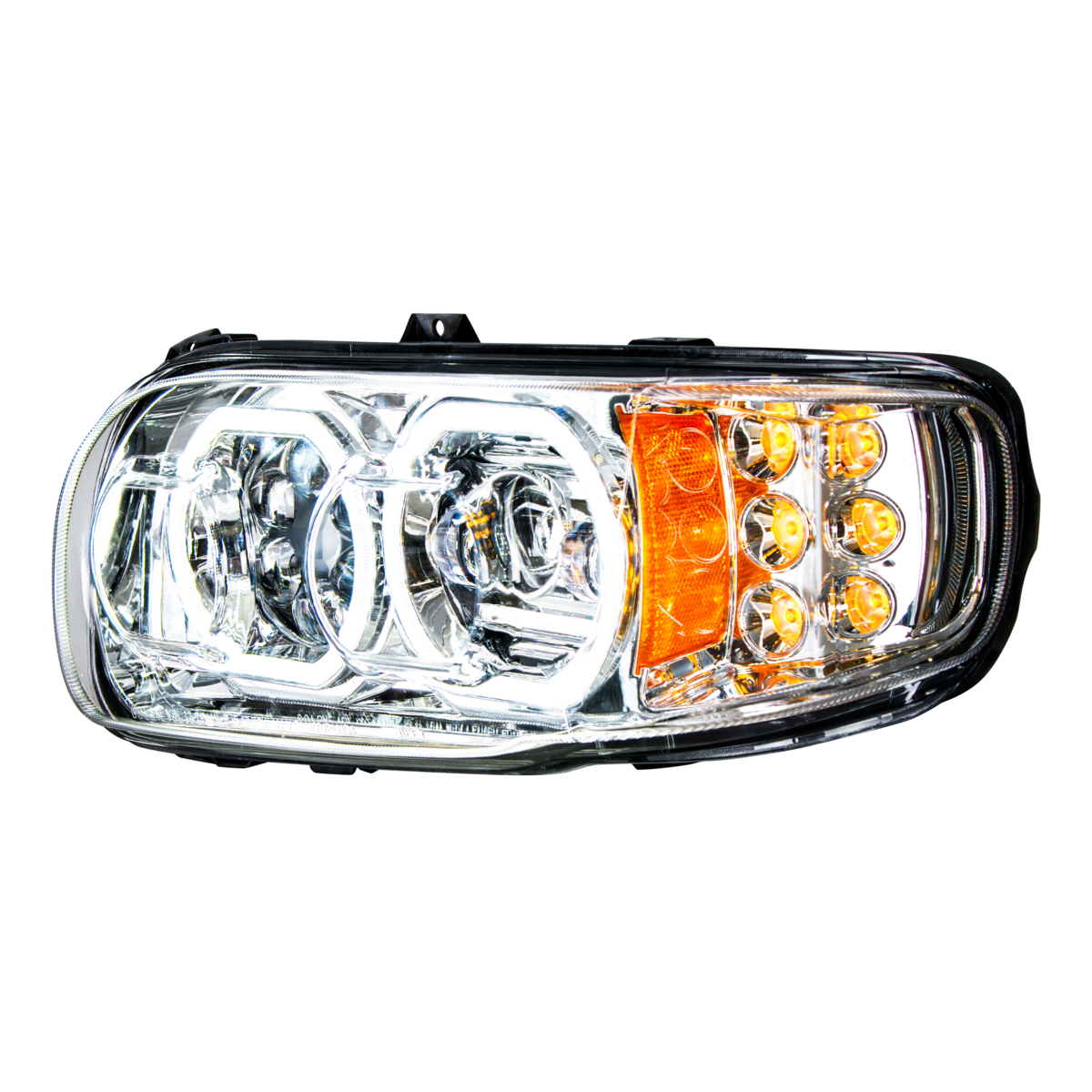 High Power 10 LED Chrome Headlight With 6 LED Turn & 100 LED Halo For 2008-2024 Peterbilt 389- Drive