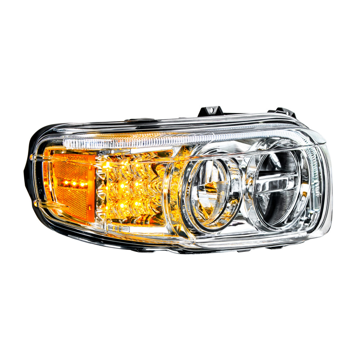 Chrome LED Headlight With LED Turn & Position Light Bar For Peterbilt 388(2008-2015) & 389(2008-2023