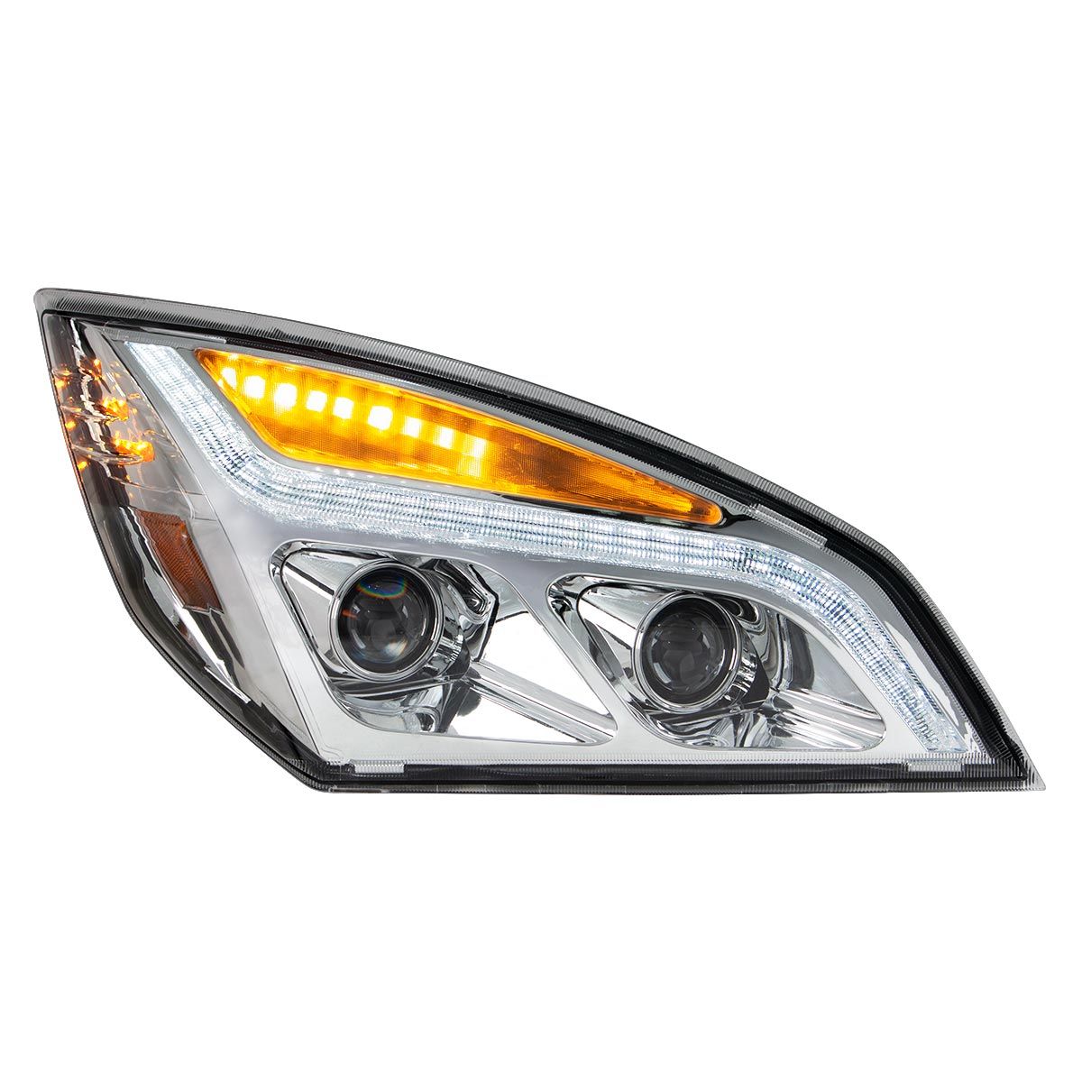 Chrome LED Projection Headlight With LED Position Light For 2018-2024 Freightliner Cascadia - Passen