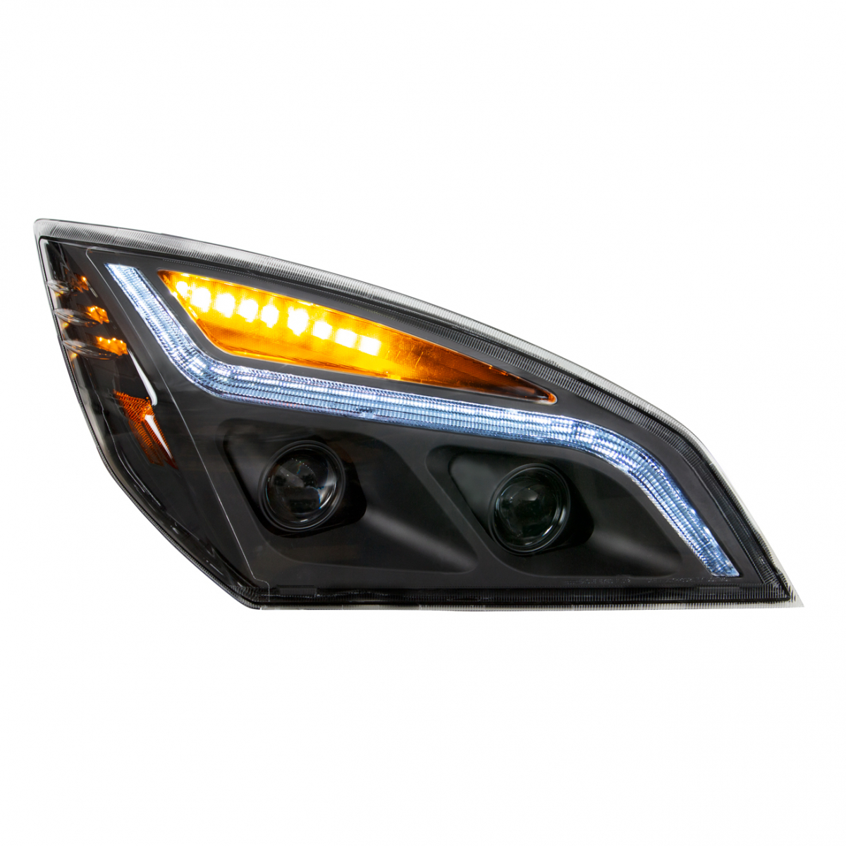 Black LED Projection Headlight With LED Position Light For 2018-2024 Freightliner Cascadia- Passenge