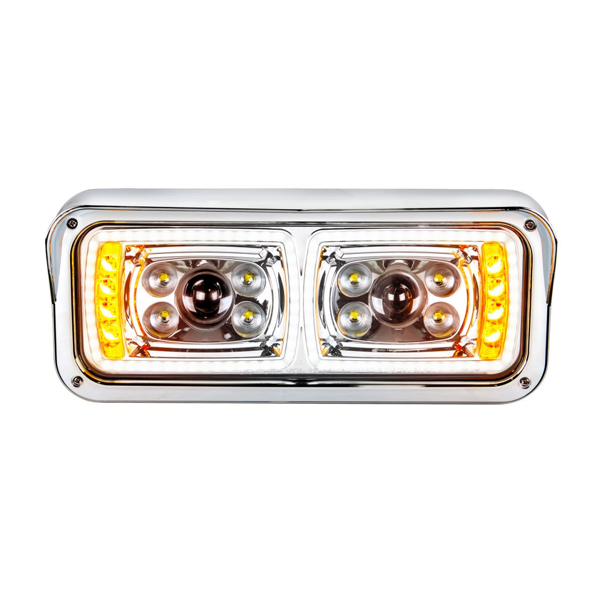 10 High Power LED "Chrome" Projection Headlight With LED Turn Signal & Position Light Bar - Passenge