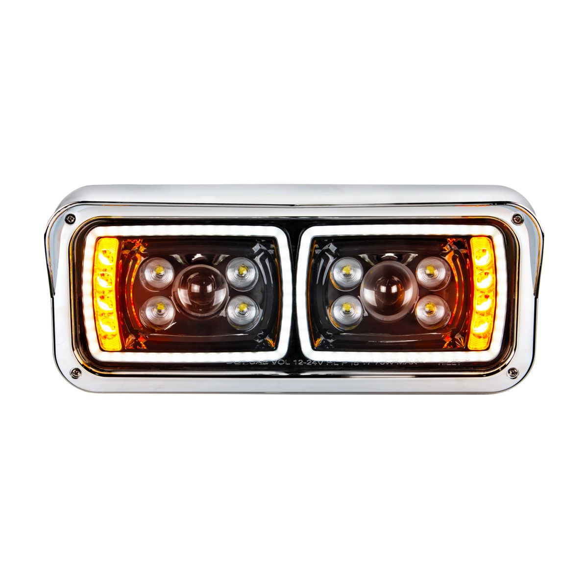 10 High Power LED "Blackout" Projection Headlight With LED Turn Signal & Position Light Bar - Passen
