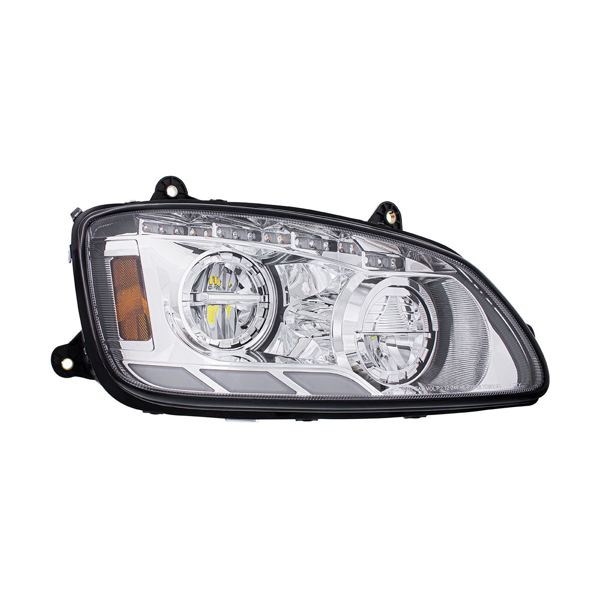 Chrome LED Headlight With Sequential Turn Signal & Position Light Bars For 2008-17 Kenworth T660 - P