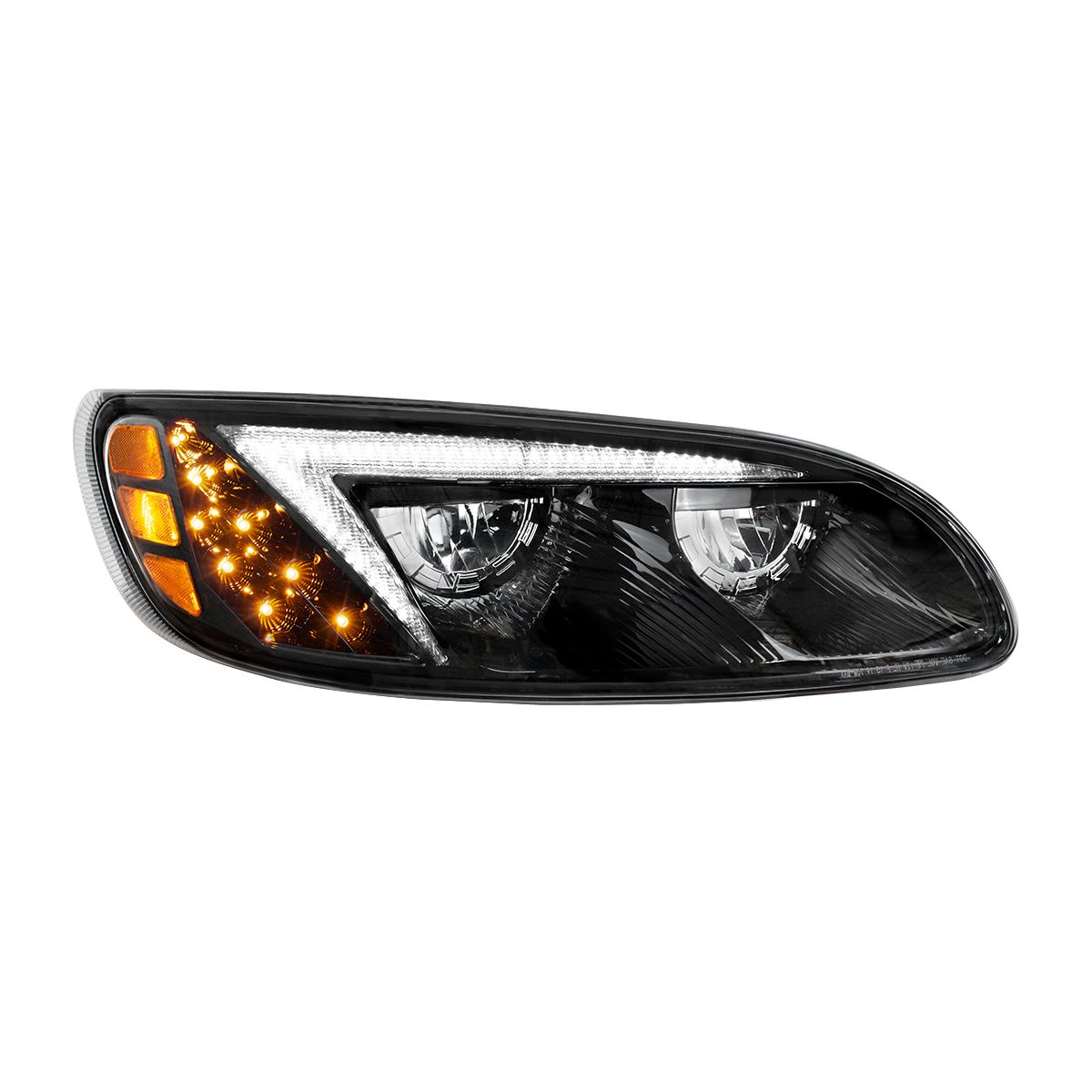 Black LED Headlight For Peterbilt 386 (2005-2015) & 387 (1999-2010) - Passenger