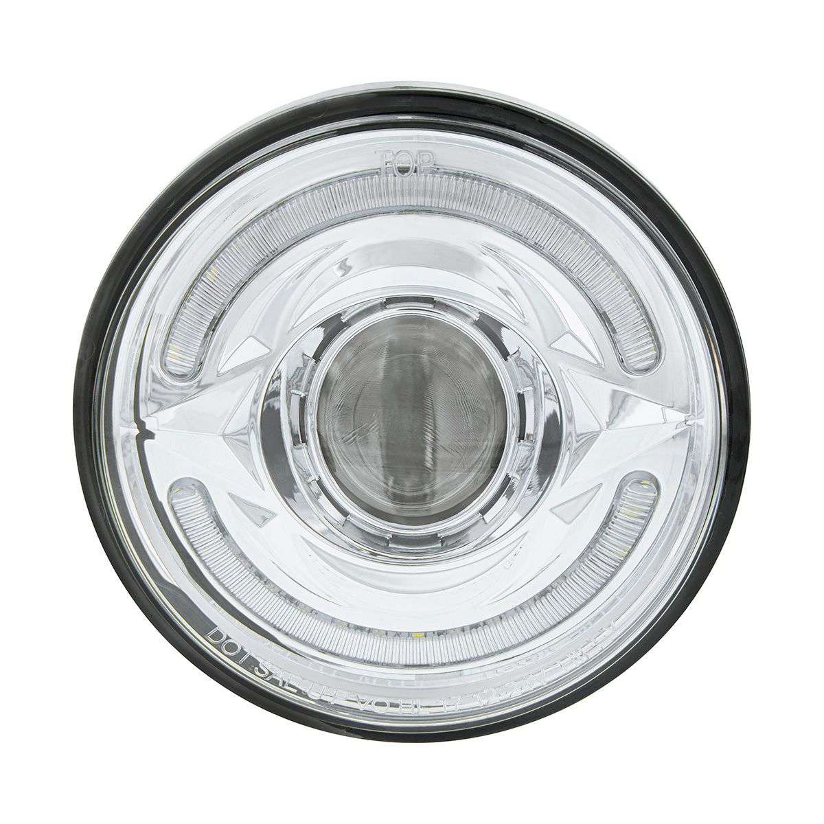 ULTRALIT- LED 5-3/4" Round Headlight With 60 LED Dual Color Light Bar, Amber & White LED - High Beam