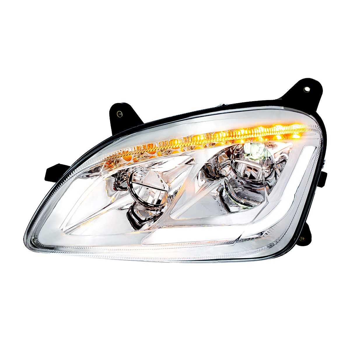Chrome LED Headlight W/Sequential LED Turn Signal For Peterbilt 579 (2012-21) & 587 (2010-16) - Driv