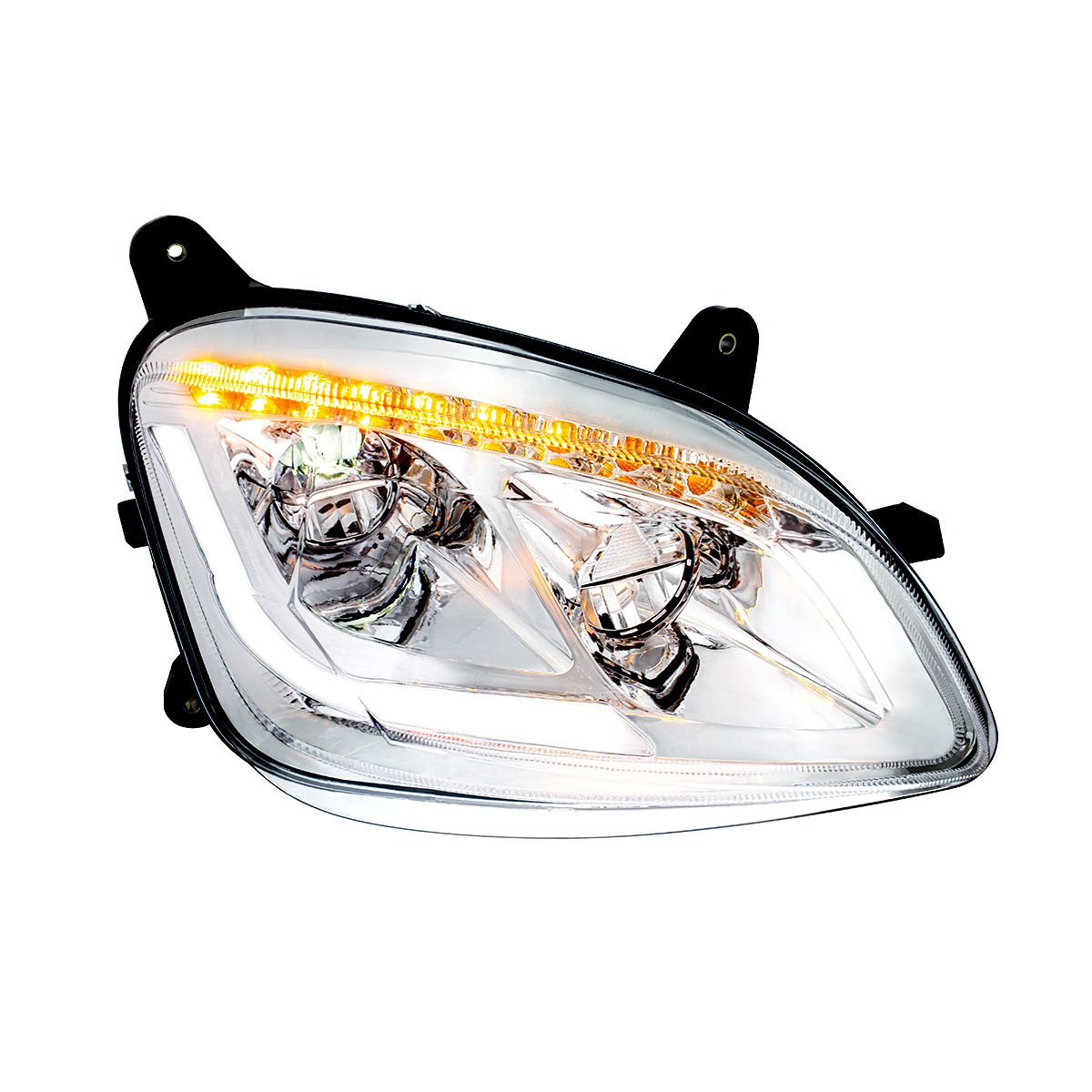Chrome LED Headlight W/Sequential LED Turn Signal For Peterbilt 579 (2012-21) & 587 (2010-16) - Pass
