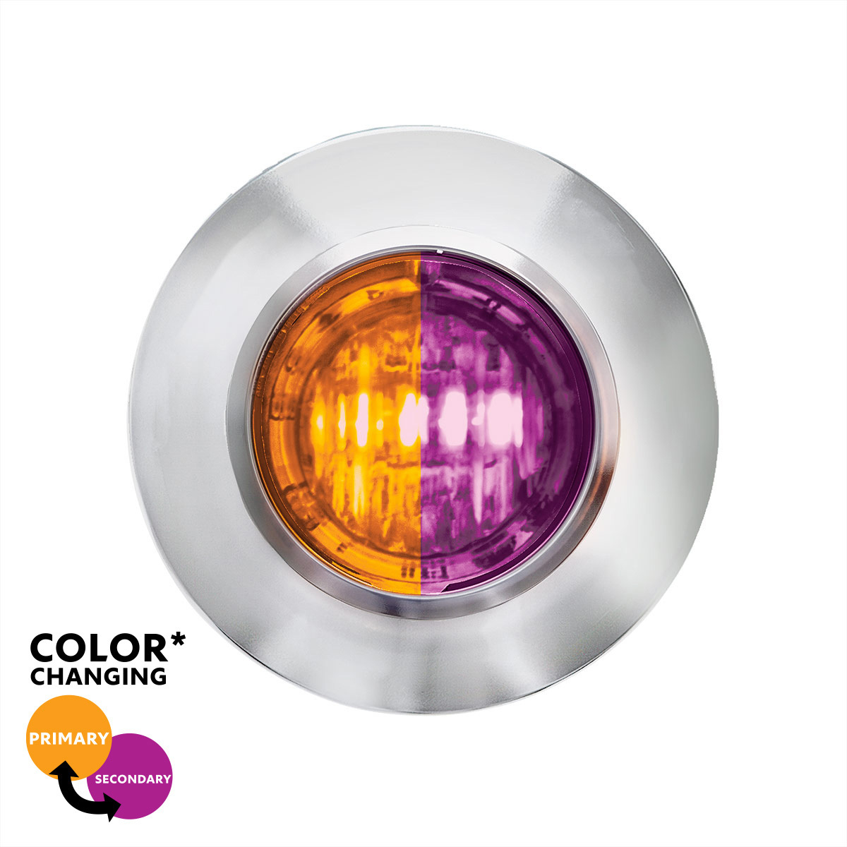 2 LED 3/4" Mini Double Fury Light (Clearance/Marker) - Amber & Purple LED/Clear Lens