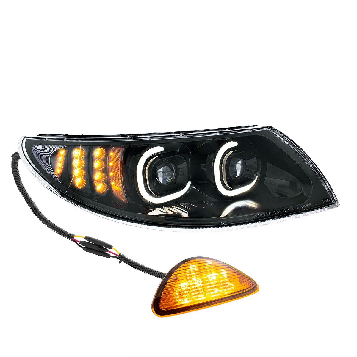 Black LED Projector Headlight With Rear Facing Turn Signal For International Durastar 2002-2018 - Pa