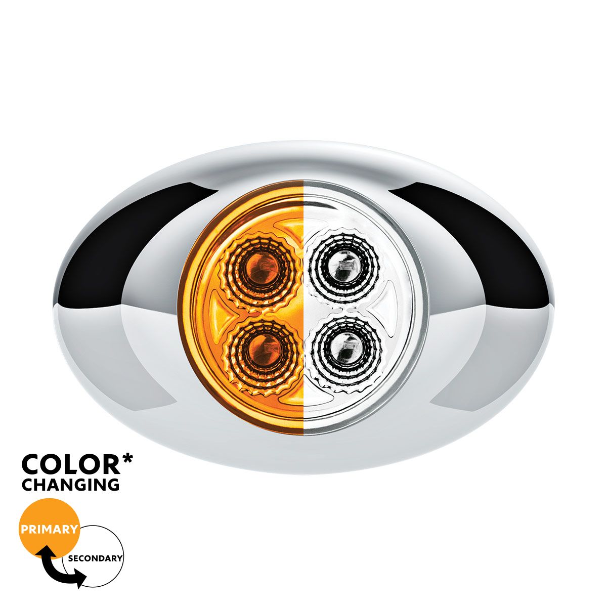 4 LED Double Fury Light (Clearance/Marker)-Amber & White/Clear Lens