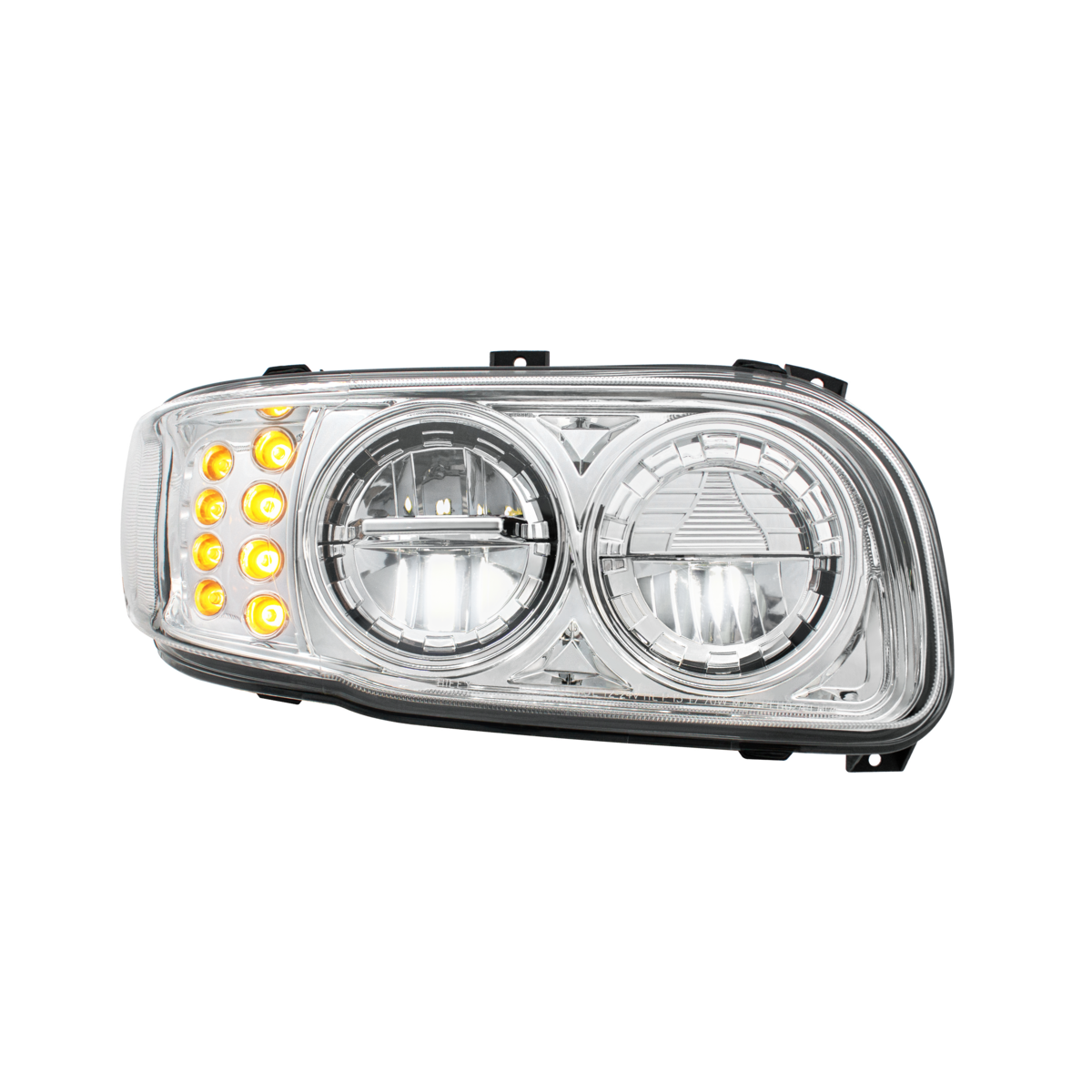 High Power LED Chrome Headlight With 8 LED Turn & 4 LED Position Light For 2008-2024 Peterbilt 389-P