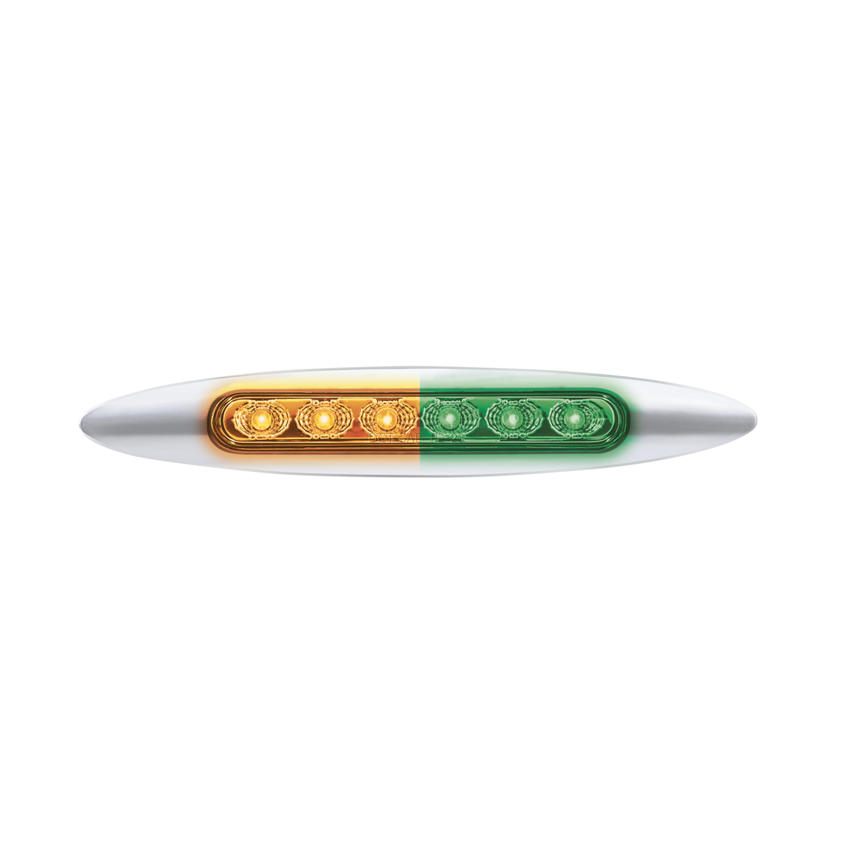 Double Fury 6 LED 6" Dual Function Marker Light With Chrome Bezel-Amber & Green/Clear Lens