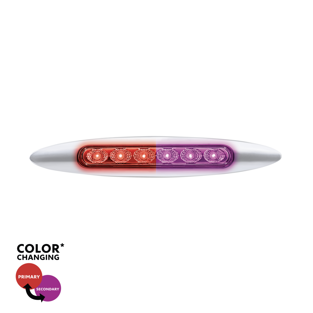 Double Fury 6 LED Dual Function 6" Marker Light With Chrome Bezel-Red & Purple/Clear Lens