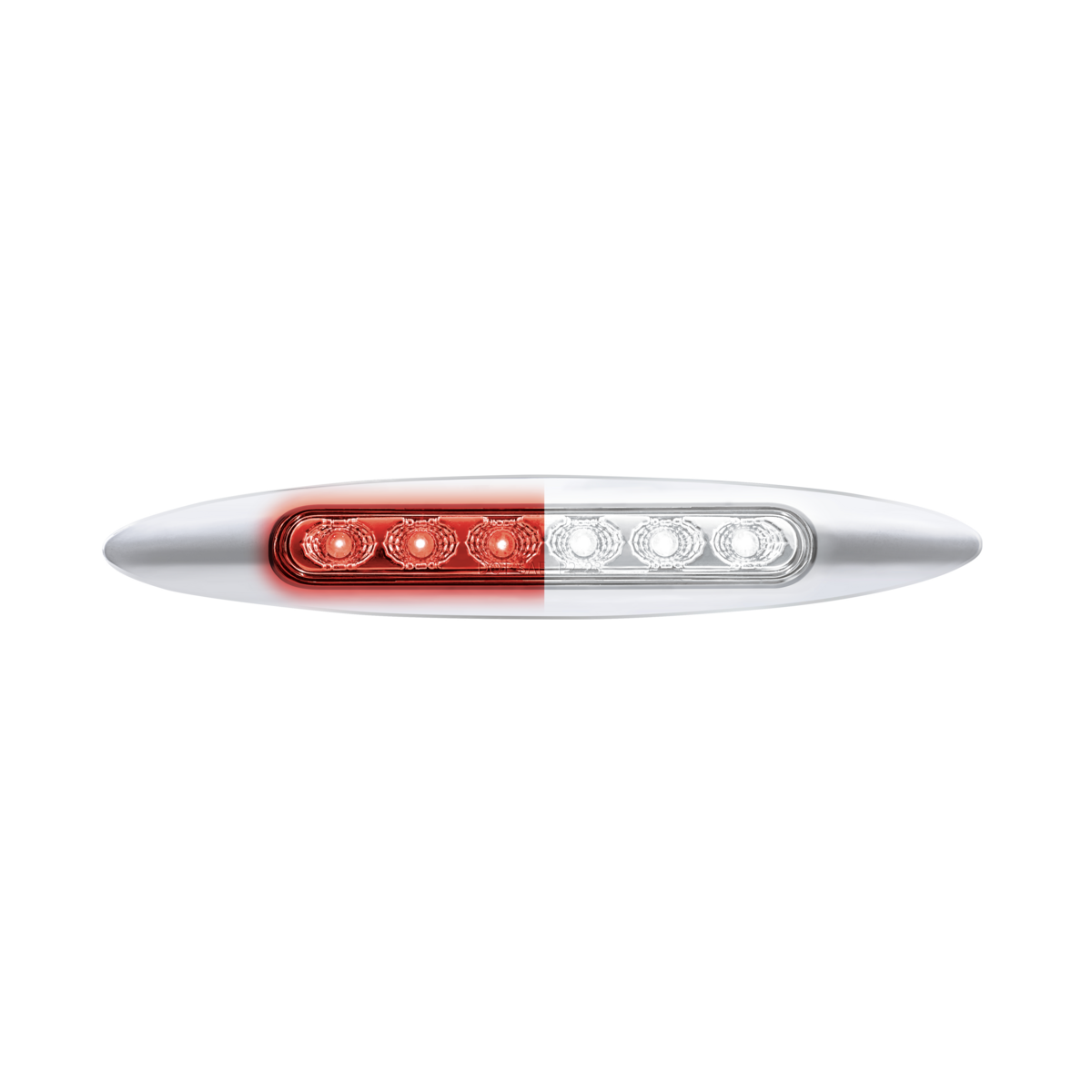 Double Fury 6 LED 6" Dual Function Marker Light With Chrome Bezel-Red & White/Clear Lens