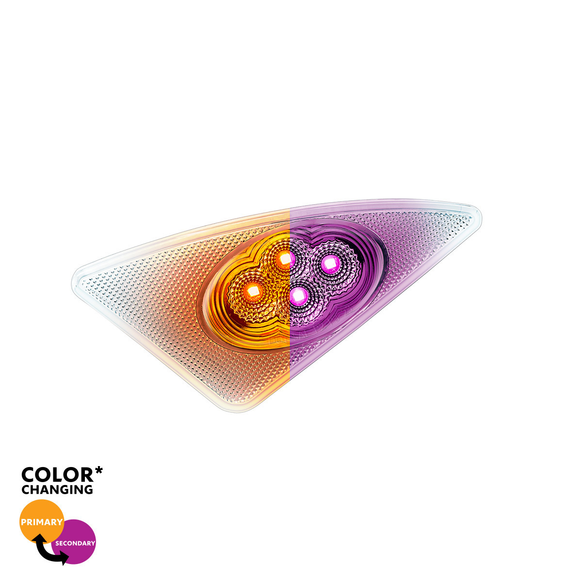 Double Fury 4 LED Fender Signal Light For 2008-2017 Kenworth T660-Amber & Purple LED, Driver