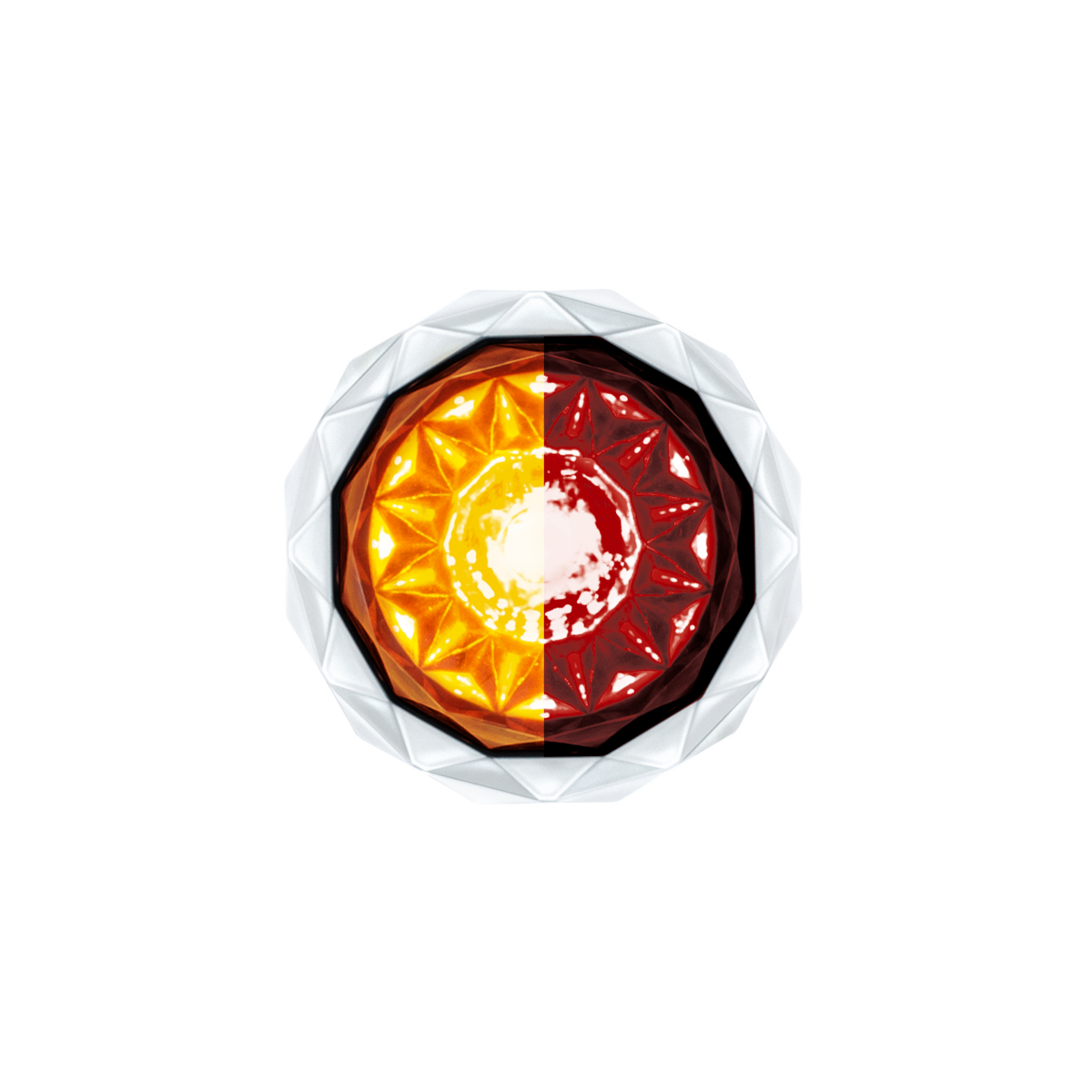 Double Fury 4 LED Dual Function 1-1/8" Crystal Watermelon Light-Amber & Red LED