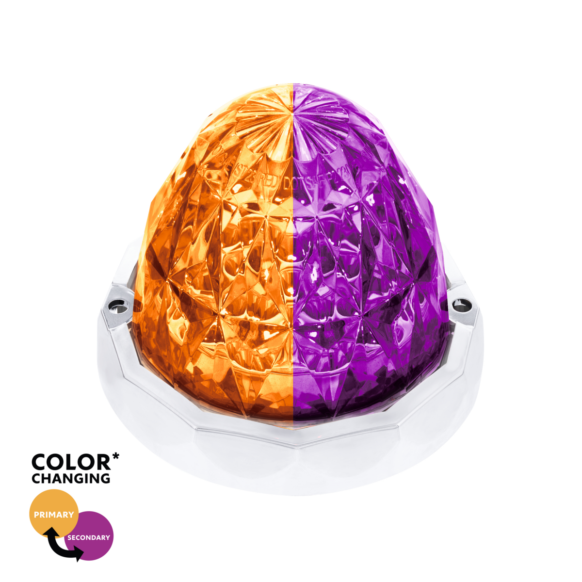 Double Fury 19 LED Dual Function Crystal Watermelon Light With Chrome Bezel-Amber & Red LED/Clear Le