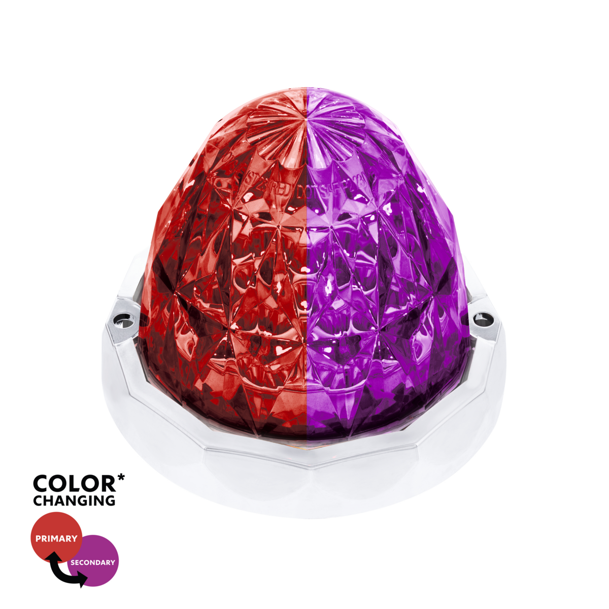 Double Fury 19 LED Dual Function Crystal Watermelon Light With Chrome Bezel-Red & White LED/Clear Le