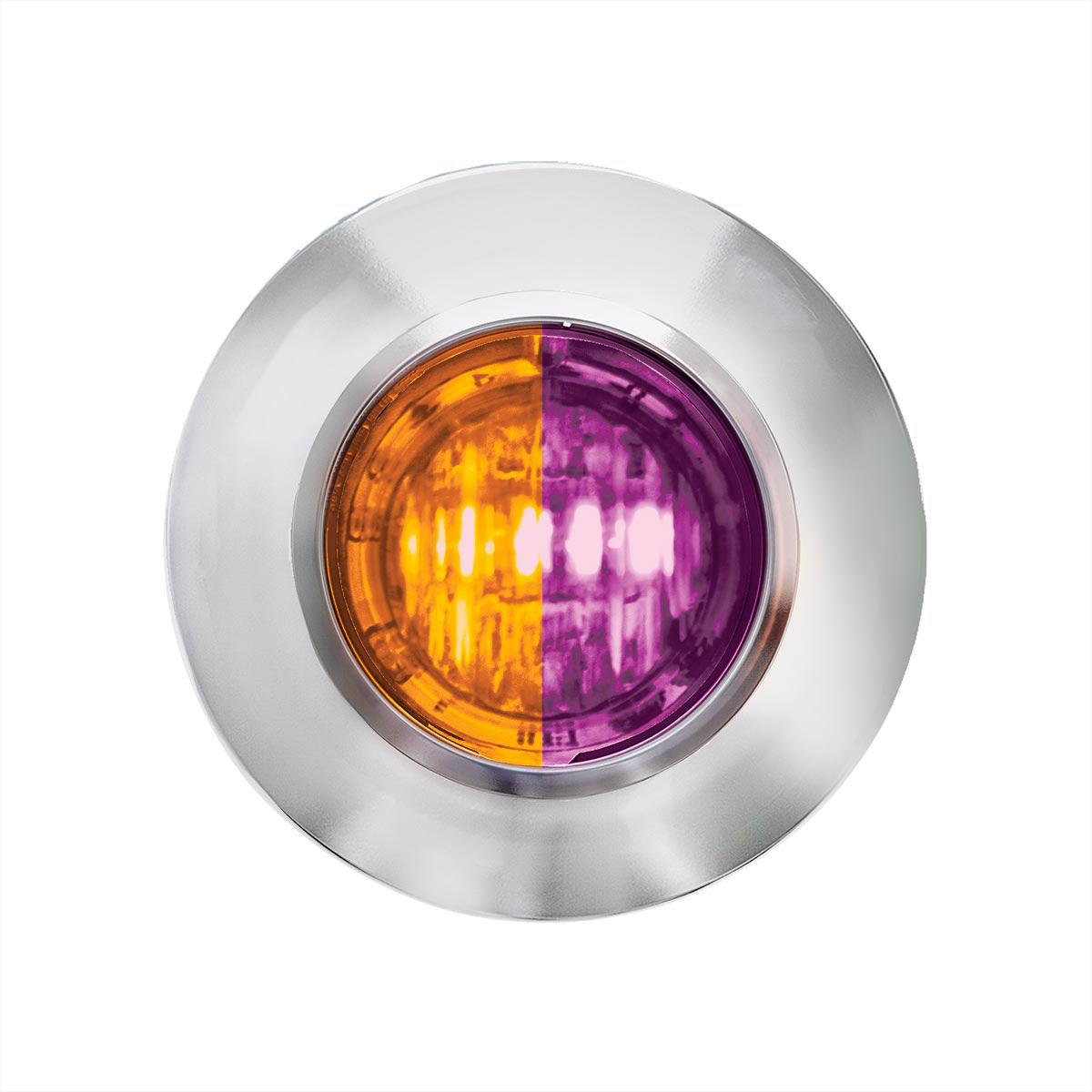 2 LED 3/4" Mini Dual Function Double Fury Light (Clearance/Marker) - Amber & Purple LED/Clear Lens