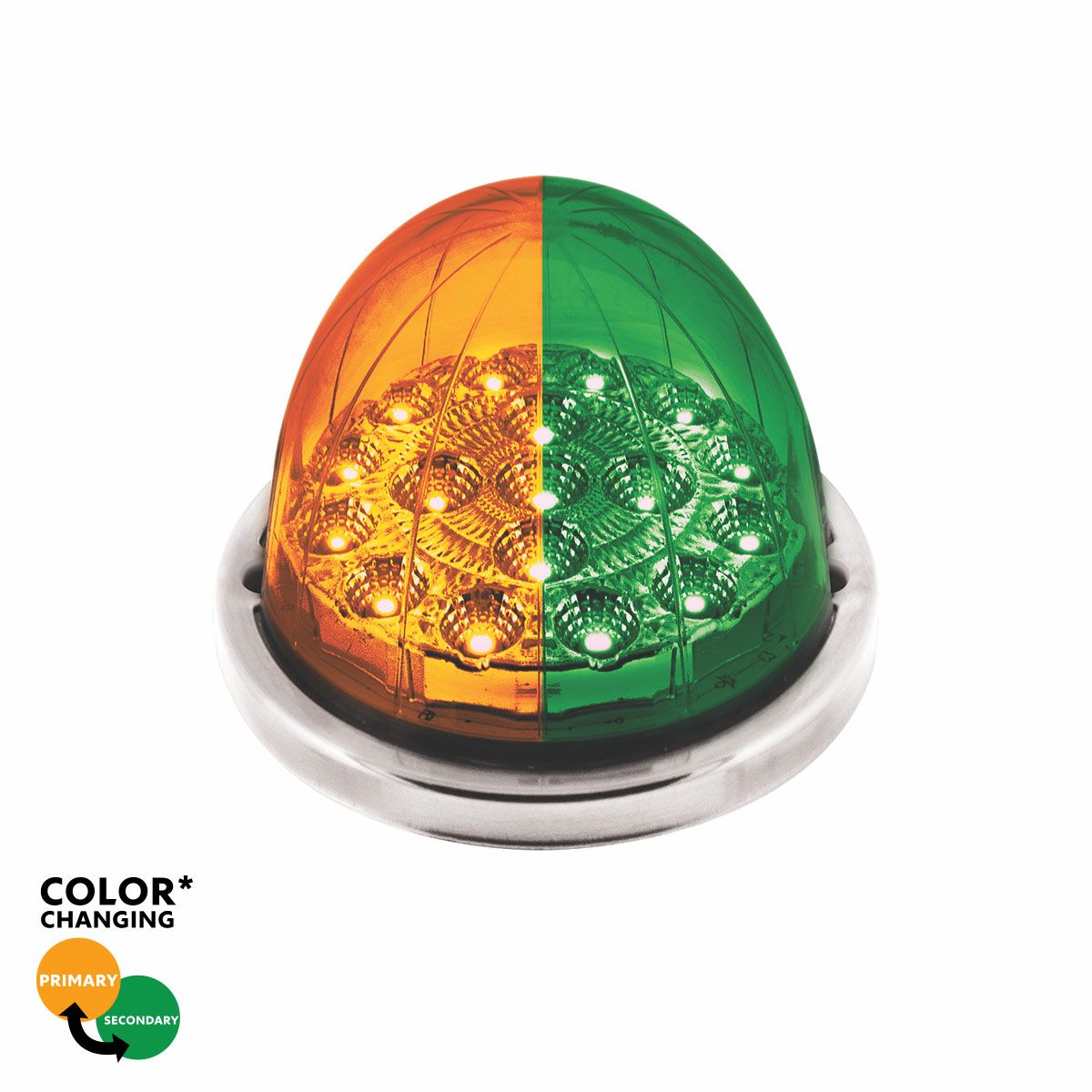 17 LED Watermelon Dual Function Double Fury Light Flush Mount Kit With Low Profile SS Bezel- Amber &