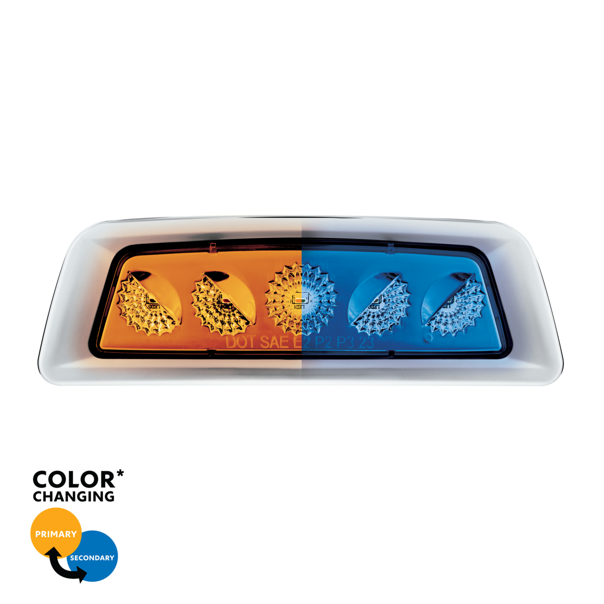 Double Fury 5 LED Fender Turn Signal Light For 2013-2021 Kenworth T680-Amber & Blue LED/Clear Lens