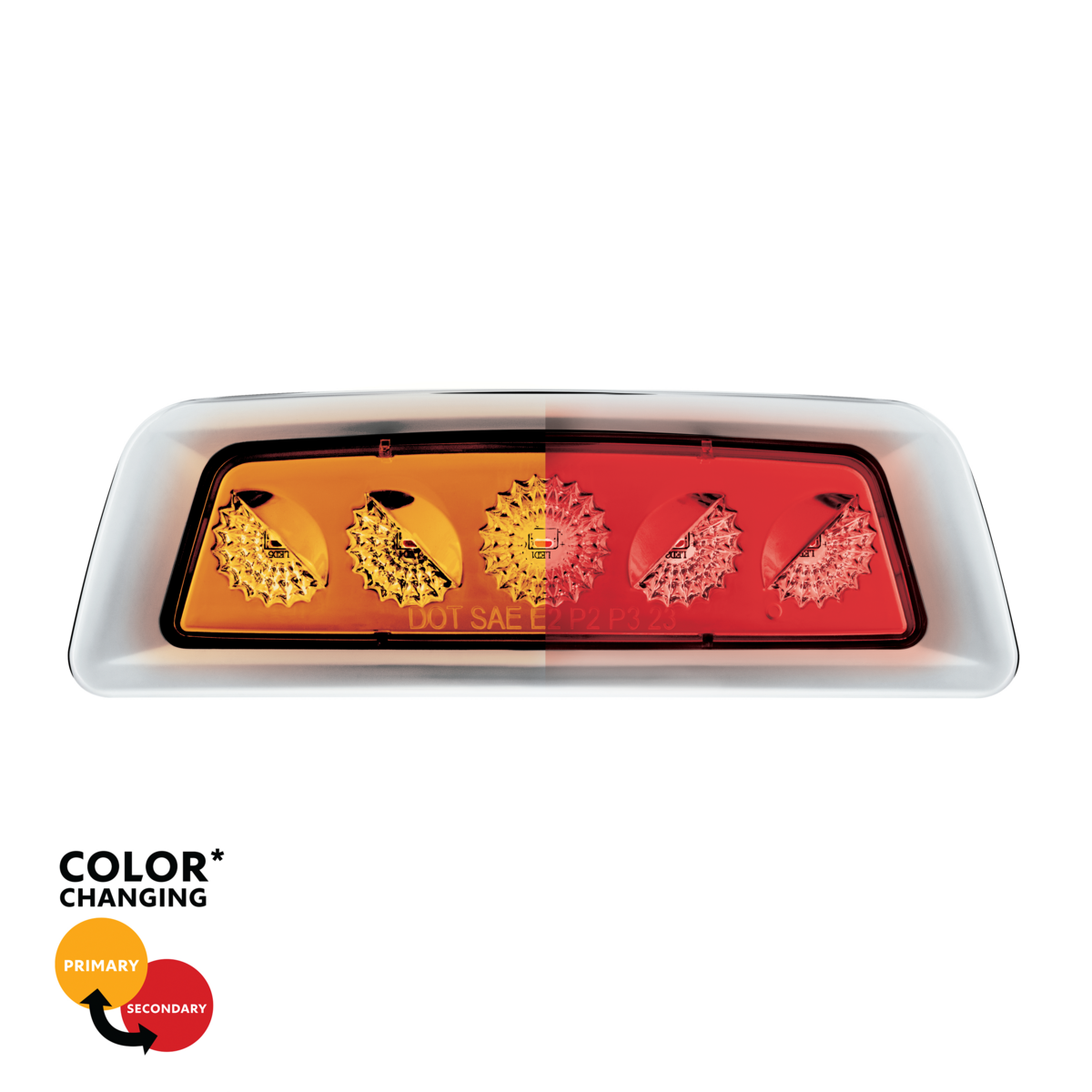 Double Fury 5 LED Fender Turn Signal Light For 2013-2021 Kenworth T680-Amber & Red LED/Clear Lens