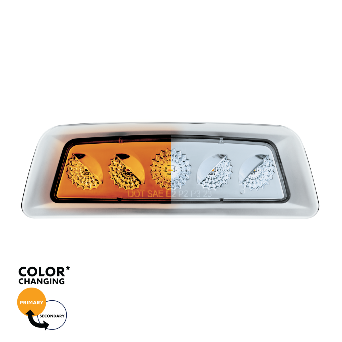 Double Fury 5 LED Fender Turn Signal Light For 2013-2021 Kenworth T680-Amber & White LED/Clear Lens