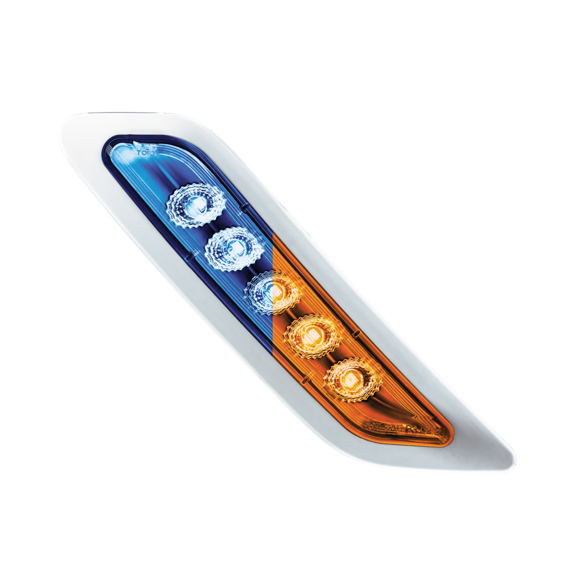 Double Fury 5 LED Door Turn Signal Light For 2012-2021 Peterbilt 579-Amber & Blue LED, Driver