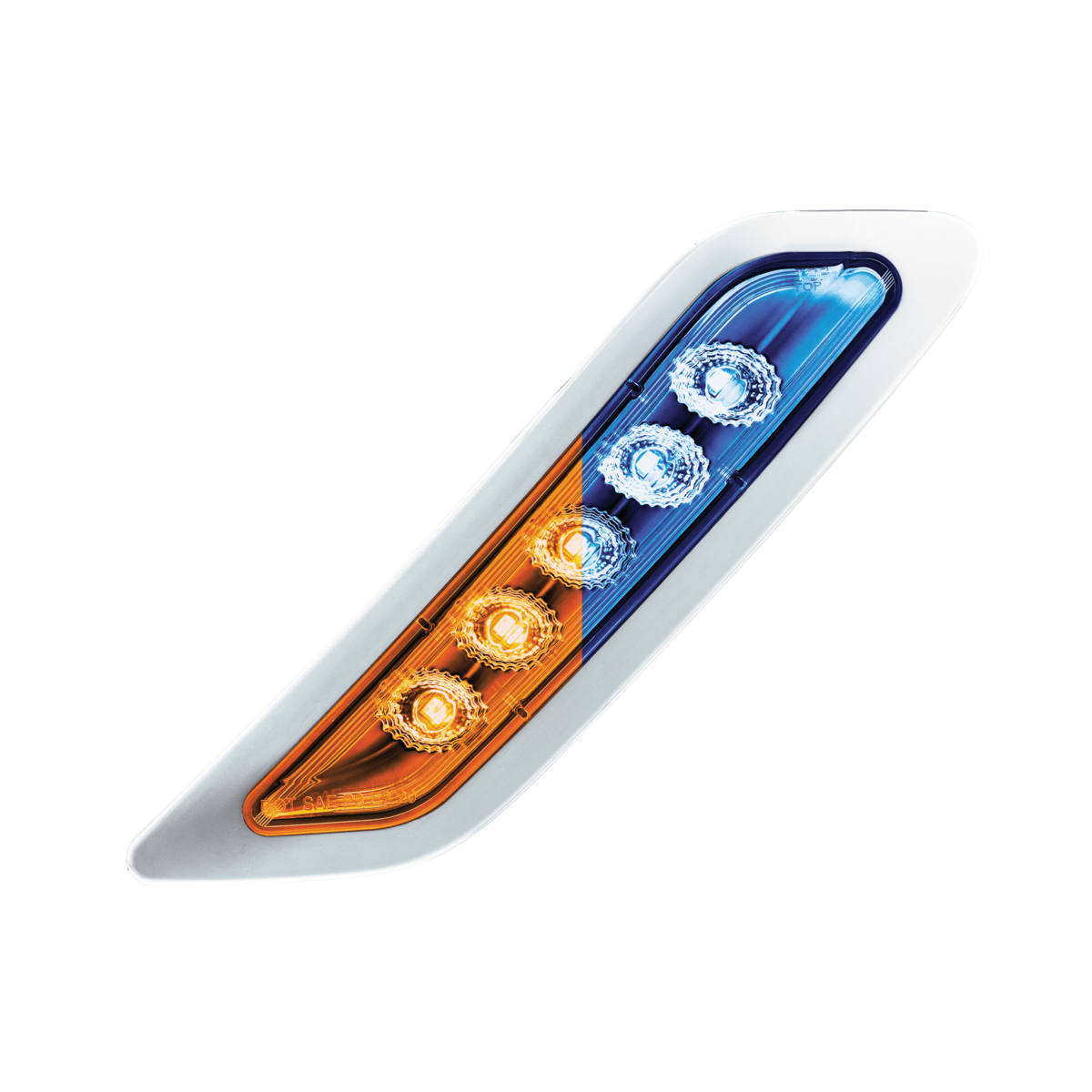Double Fury 5 LED Door Turn Signal Light For 2012-2021 Peterbilt 579-Amber & Blue LED, Passenger