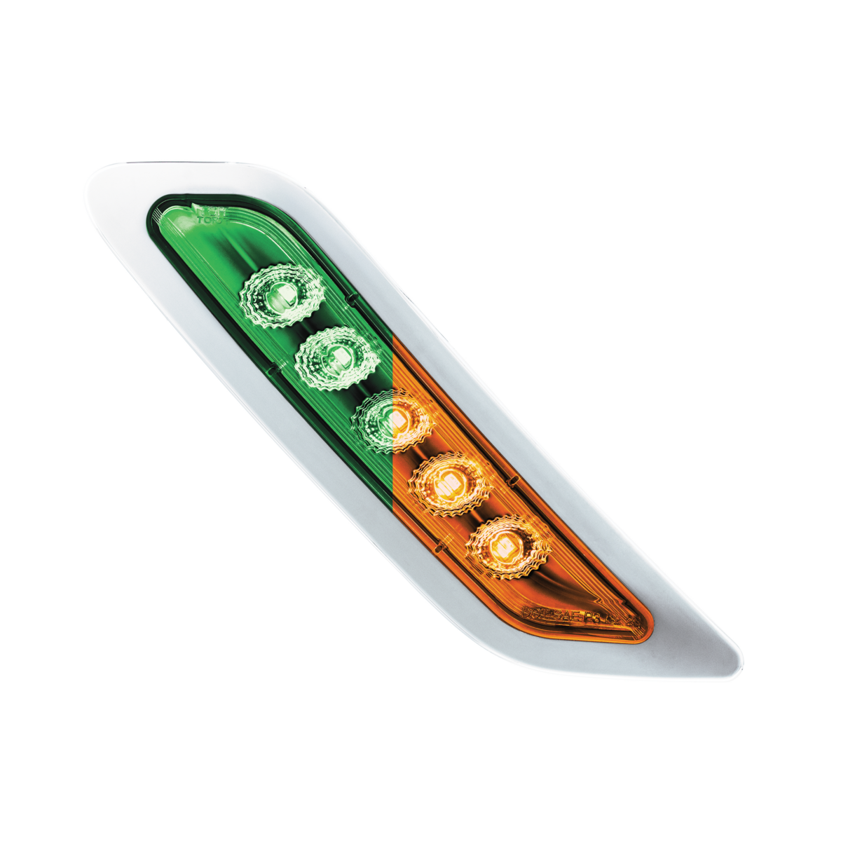 Double Fury 5 LED Door Turn Signal Light For 2012-2021 Peterbilt 579-Amber & Green LED, Driver
