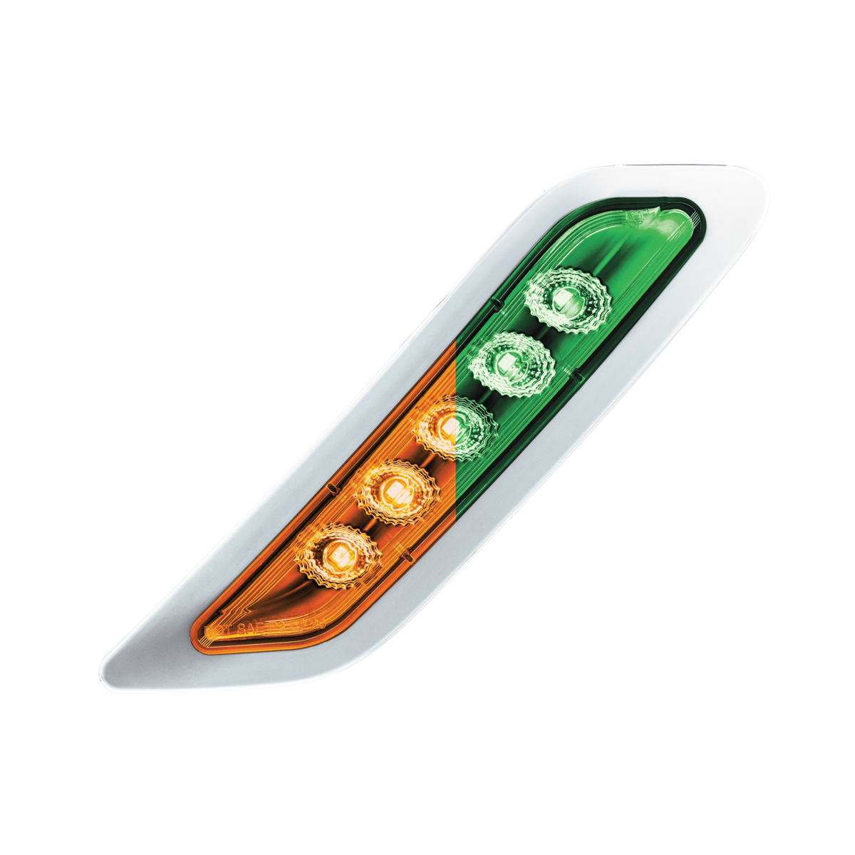 Double Fury 5 LED Door Turn Signal Light For 2012-2021 Peterbilt 579-Amber & Green LED, Passenger