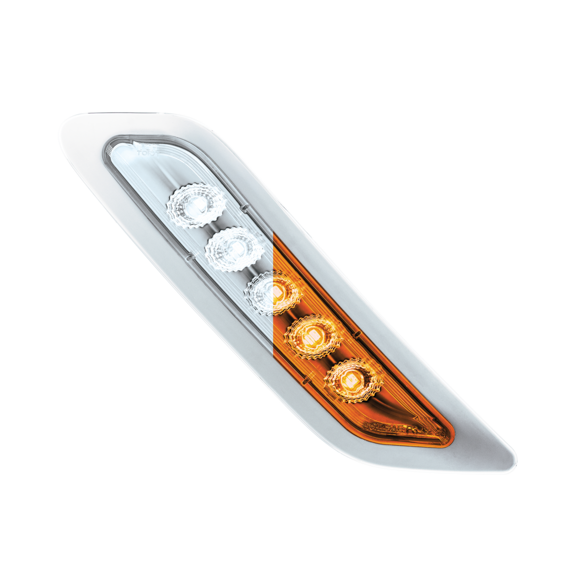 Double Fury 5 LED Door Turn Signal Light For 2012-2021 Peterbilt 579-Amber & White LED, Driver