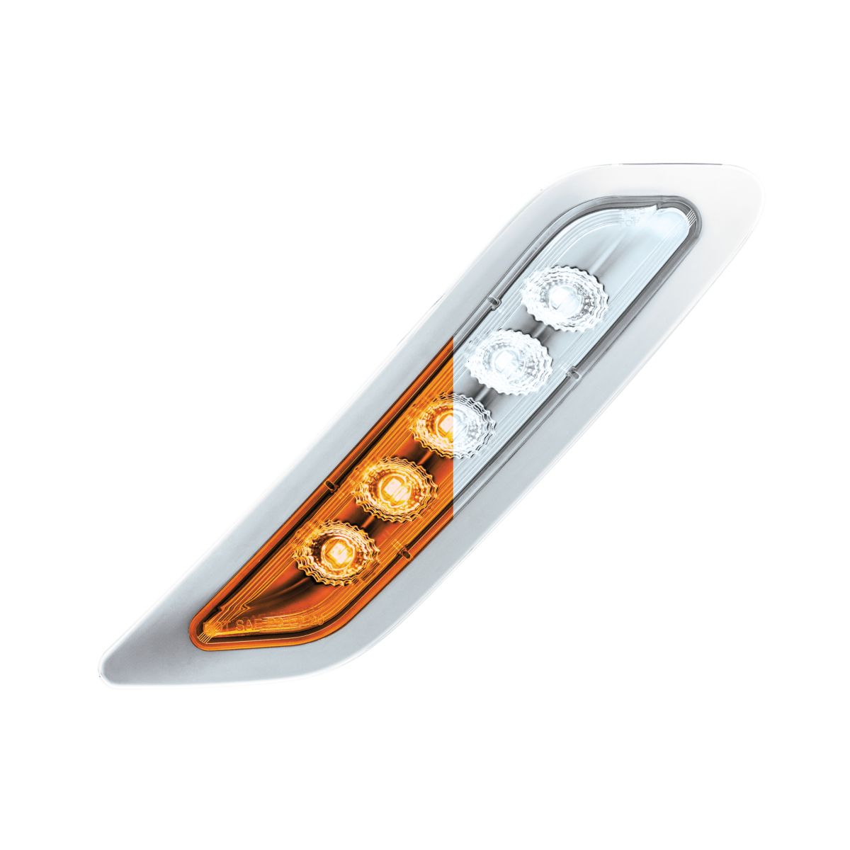Double Fury 5 LED Door Turn Signal Light For 2012-2021 Peterbilt 579-Amber & White LED, Passenger