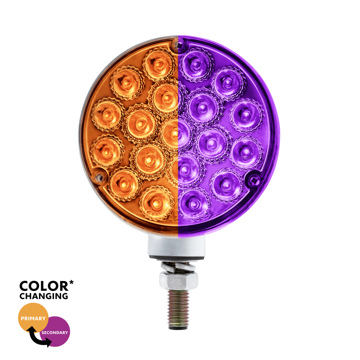 Double Fury 38 LED Reflector Double Face Turn Signal Light-Amber, Red, & Purple LED/Clear Lens