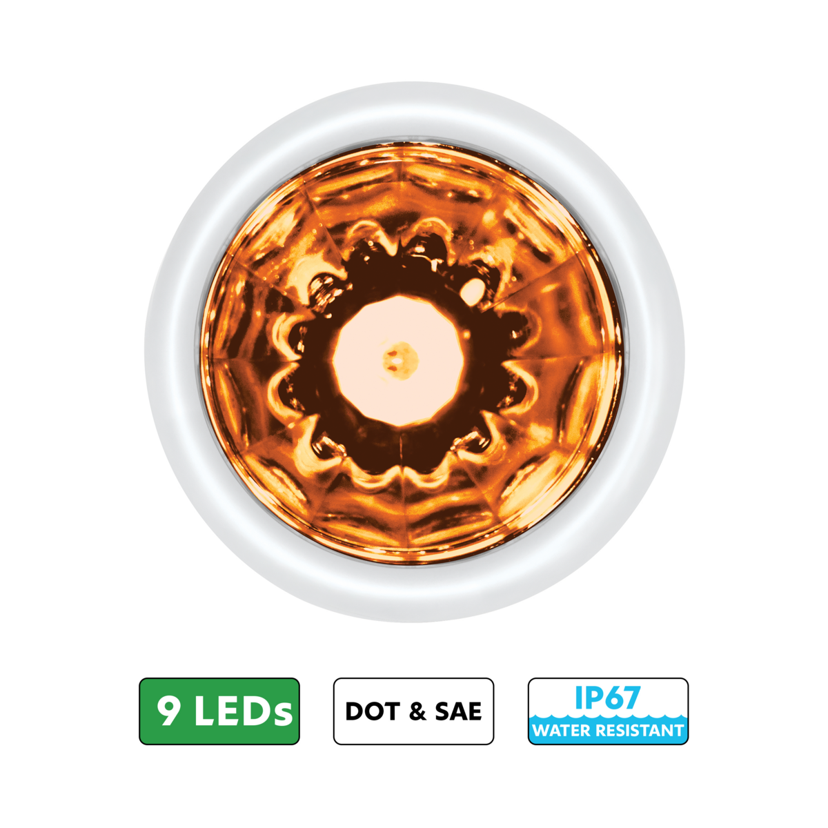 UltraBurst 9 LED Dual Function 1-1/2" Watermelon Clearance/Marker Light-Amber LED/Clear Lens