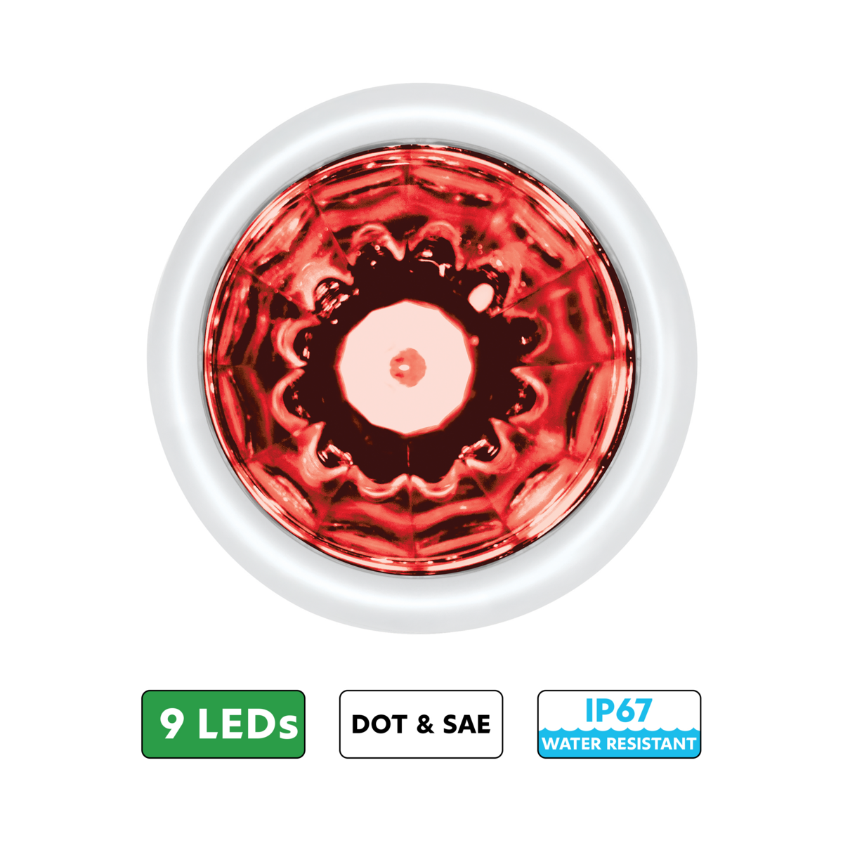 UltraBurst 9 LED Dual Function 1-1/2" Watermelon Clearance/Marker Light-Red LED/Clear Lens