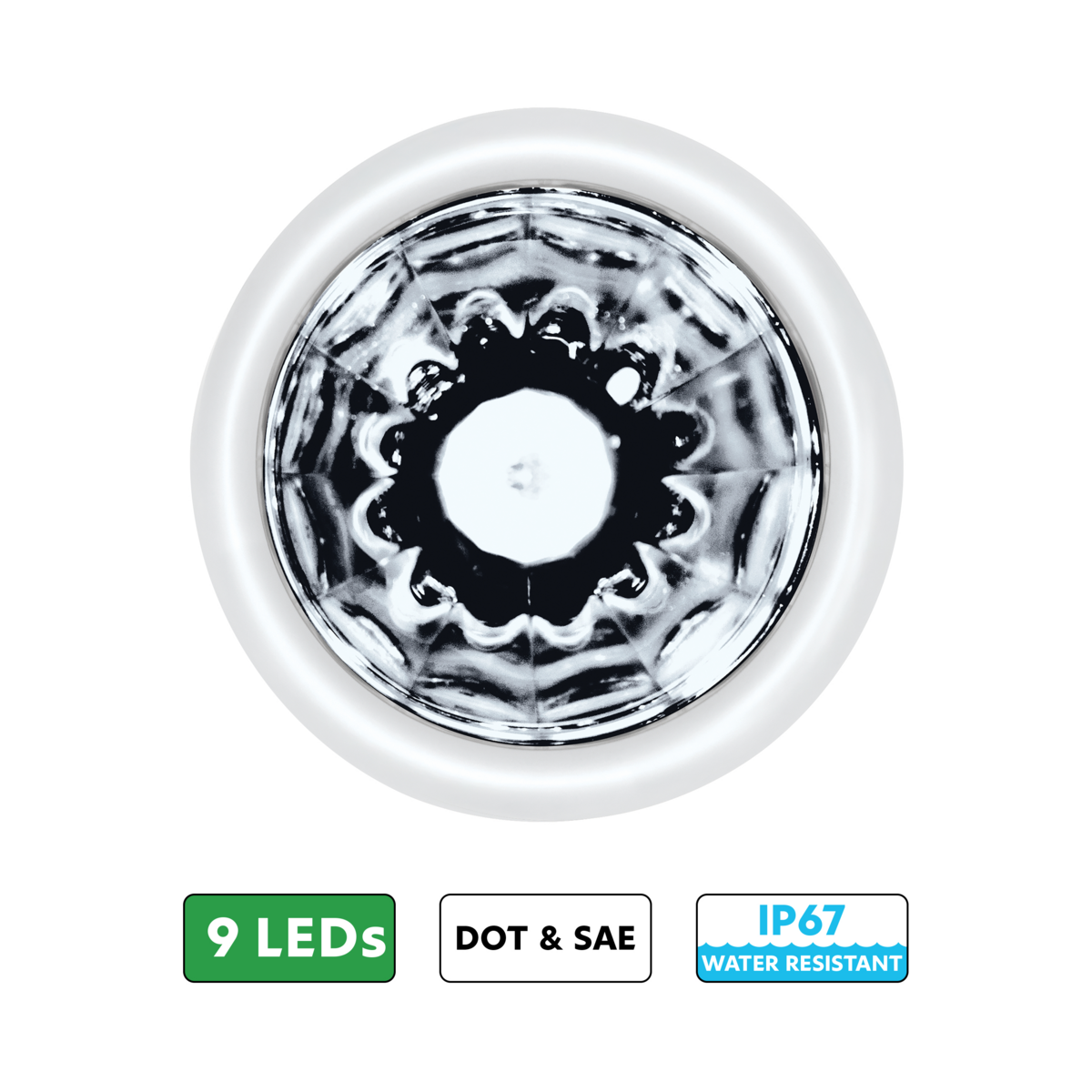 UltraBurst 9 LED Dual Function 1-1/2" Watermelon Auxiliary/Utility Light-White LED/Clear Lens