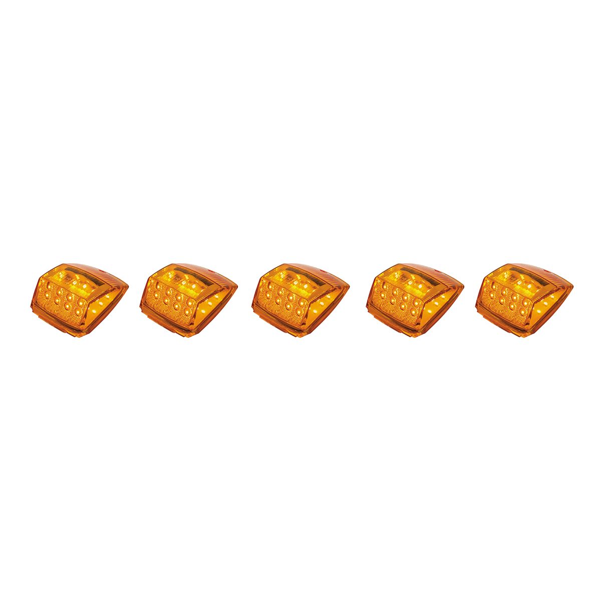17 LED Reflector Square Cab Light - Amber LED/Amber Lens (5-Pack)