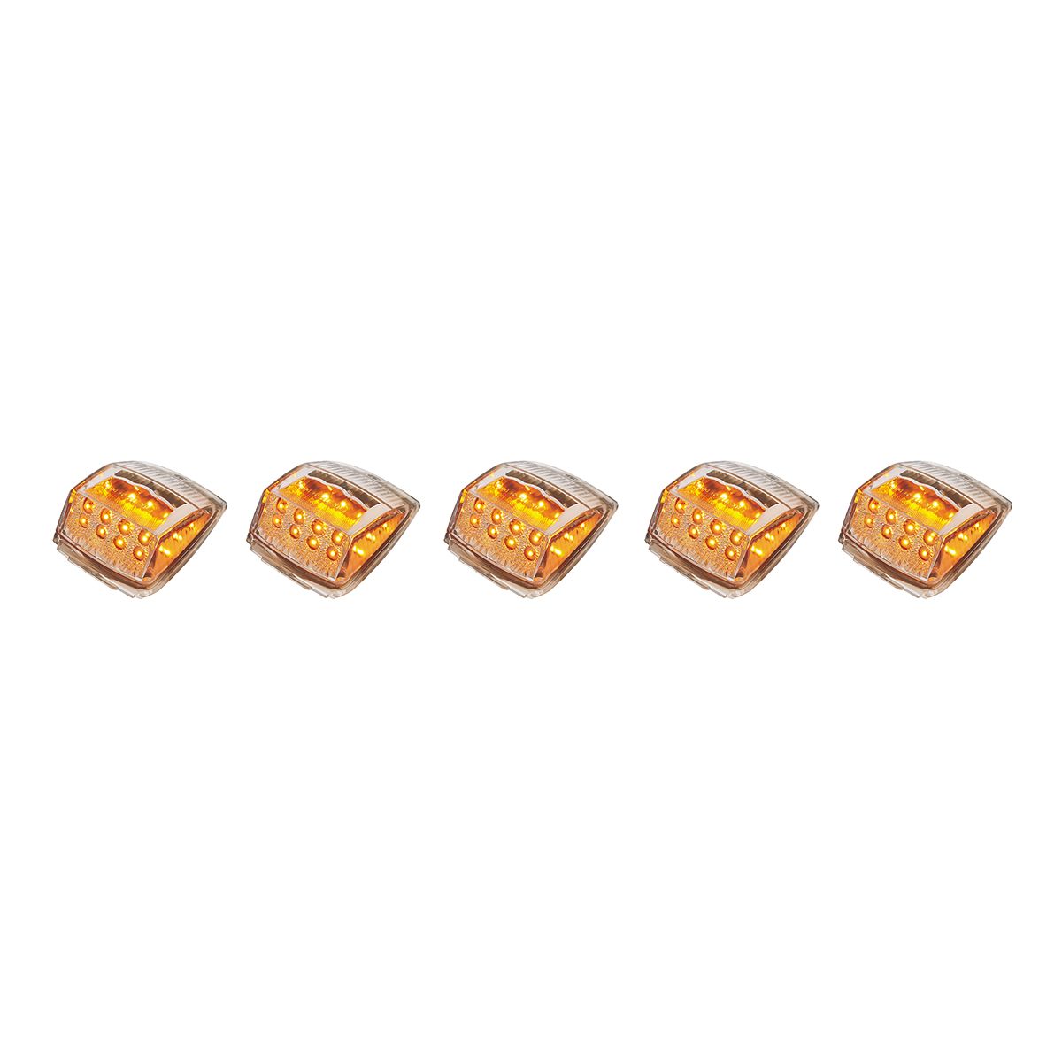 17 LED Reflector Square Cab Light - Amber LED/Clear Lens (5-Pack)